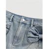 imageMilumia Womens Bow Knot Front Bodycon Denim Jean Mini Skirt with PocketBlue Solid