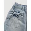 imageMilumia Womens Bow Knot Front Bodycon Denim Jean Mini Skirt with PocketBlue Solid