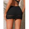 imageMilumia Womens Crochet Beach Mini Skirt Knit Scallop Hem Cut Out Bikini Swimsuit Cover Up SkirtsBlack