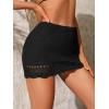 imageMilumia Womens Crochet Beach Mini Skirt Knit Scallop Hem Cut Out Bikini Swimsuit Cover Up SkirtsBlack