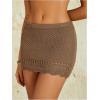 imageMilumia Womens Crochet Beach Mini Skirt Knit Scallop Hem Cut Out Bikini Swimsuit Cover Up SkirtsBrown