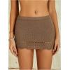 imageMilumia Womens Crochet Beach Mini Skirt Knit Scallop Hem Cut Out Bikini Swimsuit Cover Up SkirtsBrown