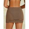imageMilumia Womens Crochet Beach Mini Skirt Knit Scallop Hem Cut Out Bikini Swimsuit Cover Up SkirtsBrown