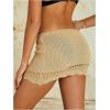 imageMilumia Womens Crochet Beach Mini Skirt Knit Scallop Hem Cut Out Bikini Swimsuit Cover Up SkirtsLight Khaki