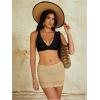 imageMilumia Womens Crochet Beach Mini Skirt Knit Scallop Hem Cut Out Bikini Swimsuit Cover Up SkirtsLight Khaki