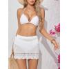 imageMilumia Womens Crochet Beach Mini Skirt Knit Scallop Hem Cut Out Bikini Swimsuit Cover Up SkirtsWhite