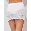 imageMilumia Womens Crochet Beach Mini Skirt Knit Scallop Hem Cut Out Bikini Swimsuit Cover Up SkirtsWhite