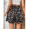 imageMilumia Womens Ditsy Floral Elastic Waist Skort Ruffle Hem Boho Short Skirt SkortsBlack