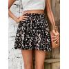 imageMilumia Womens Ditsy Floral Elastic Waist Skort Ruffle Hem Boho Short Skirt SkortsBlack