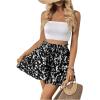 imageMilumia Womens Ditsy Floral Elastic Waist Skort Ruffle Hem Boho Short Skirt SkortsBlack White Multi