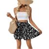 imageMilumia Womens Ditsy Floral Elastic Waist Skort Ruffle Hem Boho Short Skirt SkortsBlack White Multi