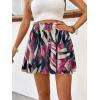 imageMilumia Womens Ditsy Floral Elastic Waist Skort Ruffle Hem Boho Short Skirt SkortsHot Pink
