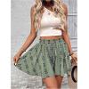 imageMilumia Womens Ditsy Floral Elastic Waist Skort Ruffle Hem Boho Short Skirt SkortsPrint Green