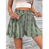 imageMilumia Womens Ditsy Floral Elastic Waist Skort Ruffle Hem Boho Short Skirt SkortsPrint Green