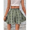 imageMilumia Womens Ditsy Floral Elastic Waist Skort Ruffle Hem Boho Short Skirt SkortsPrint Green