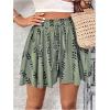 imageMilumia Womens Ditsy Floral Elastic Waist Skort Ruffle Hem Boho Short Skirt SkortsPrint Green