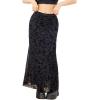 imageMilumia Womens Floral Print Mesh Long Skirt Low Waisted Y2k Flare Hem Fishtail SkirtsBlack