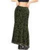 imageMilumia Womens Floral Print Mesh Long Skirt Low Waisted Y2k Flare Hem Fishtail SkirtsDark Green