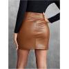 imageMilumia Womens High Waist Pu Leather Skirt Wrap Ruched Bodycon Mini SkirtsBrown