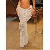 imageMilumia Womens Hollow Out Crochet Swimsuit Cover Up Skirt Beach Coverup Bodycon Maxi SkirtApricot