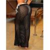 imageMilumia Womens Hollow Out Crochet Swimsuit Cover Up Skirt Beach Coverup Bodycon Maxi SkirtBlack