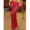 imageMilumia Womens Hollow Out Crochet Swimsuit Cover Up Skirt Beach Coverup Bodycon Maxi SkirtRed