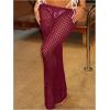 imageMilumia Womens Hollow Out Crochet Swimsuit Cover Up Skirt Beach Coverup Bodycon Maxi SkirtRed Violet