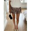 imageMilumia Womens Leopard Print Ruffle Trim Sheer Skirt High Rise Mesh Mini SkortMulticolor Brown
