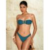 imageMilumia Womens Metal Ring Strapless Bikini Set High Cut Two Piece Bandeau Swimsuit Bathing SuitGreen