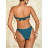 imageMilumia Womens Metal Ring Strapless Bikini Set High Cut Two Piece Bandeau Swimsuit Bathing SuitGreen