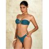 imageMilumia Womens Metal Ring Strapless Bikini Set High Cut Two Piece Bandeau Swimsuit Bathing SuitGreen
