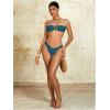 imageMilumia Womens Metal Ring Strapless Bikini Set High Cut Two Piece Bandeau Swimsuit Bathing SuitGreen