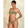 imageMilumia Womens Metal Ring Strapless Bikini Set High Cut Two Piece Bandeau Swimsuit Bathing SuitLime Green