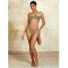 imageMilumia Womens Metal Ring Strapless Bikini Set High Cut Two Piece Bandeau Swimsuit Bathing SuitLime Green