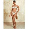 imageMilumia Womens Metal Ring Strapless Bikini Set High Cut Two Piece Bandeau Swimsuit Bathing SuitWhite