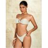 imageMilumia Womens Metal Ring Strapless Bikini Set High Cut Two Piece Bandeau Swimsuit Bathing SuitWhite