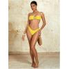imageMilumia Womens Metal Ring Strapless Bikini Set High Cut Two Piece Bandeau Swimsuit Bathing SuitYellow