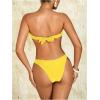 imageMilumia Womens Metal Ring Strapless Bikini Set High Cut Two Piece Bandeau Swimsuit Bathing SuitYellow