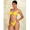 imageMilumia Womens Metal Ring Strapless Bikini Set High Cut Two Piece Bandeau Swimsuit Bathing SuitYellow