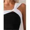 imageMilumia Womens One Shoulder One Piece Swimsuit Colorblock Asymmetrical Neck Bathing SuitBlack and White