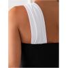 imageMilumia Womens One Shoulder One Piece Swimsuit Colorblock Asymmetrical Neck Bathing SuitBlack and White