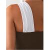imageMilumia Womens One Shoulder One Piece Swimsuit Colorblock Asymmetrical Neck Bathing SuitBrown