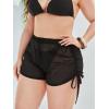 imageMilumia Womens Plus Size Drawstring Sheer Bikini Bottom Mesh Swimsuit Cover Up ShortsBlack