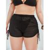 imageMilumia Womens Plus Size Drawstring Sheer Bikini Bottom Mesh Swimsuit Cover Up ShortsBlack