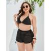 imageMilumia Womens Plus Size Drawstring Sheer Bikini Bottom Mesh Swimsuit Cover Up ShortsBlack