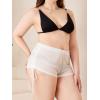 imageMilumia Womens Plus Size Drawstring Sheer Bikini Bottom Mesh Swimsuit Cover Up ShortsWhite