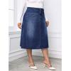 imageMilumia Womens Plus Size Jean Midi Skirt High Waisted A Line Denim Skirts CasualDark Wash