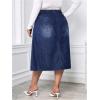 imageMilumia Womens Plus Size Jean Midi Skirt High Waisted A Line Denim Skirts CasualDark Wash