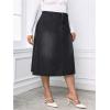 imageMilumia Womens Plus Size Jean Midi Skirt High Waisted A Line Denim Skirts CasualWash Black