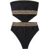 imageMilumia Womens Stitch Detail Strapless One Piece Swimsuit Cut Out Bandeau Bathing SuitBlack